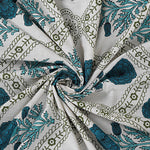 Thumbnail for Rudra Bazaar Turquoise Blue 210 TC Cotton Double King Bedsheet With 2 Pillow Covers