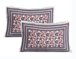 Thumbnail for Rudra Bazaar Blue Pink 210 TC Cotton Double King Bedsheet With 2 Pillow Covers