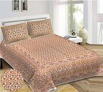 Thumbnail for Rudra Bazaar Orange 210 TC Cotton Double King Bedsheet With 2 Pillow Covers