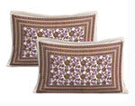Thumbnail for Rudra Bazaar Purple Brown 210 TC Cotton Double King Bedsheet With 2 Pillow Covers