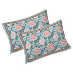 Thumbnail for Rudra Bazaar Blue 210 TC Cotton Double King Bedsheet With 2 Pillow Covers