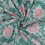 Thumbnail for Rudra Bazaar Sea Green 210 TC Cotton Double King Bedsheet With 2 Pillow Covers