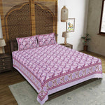 Thumbnail for Rudra Bazaar Purple 210 TC Cotton Double King Bedsheet With 2 Pillow Covers