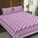 Thumbnail for Rudra Bazaar Purple 210 TC Cotton Double King Bedsheet With 2 Pillow Covers