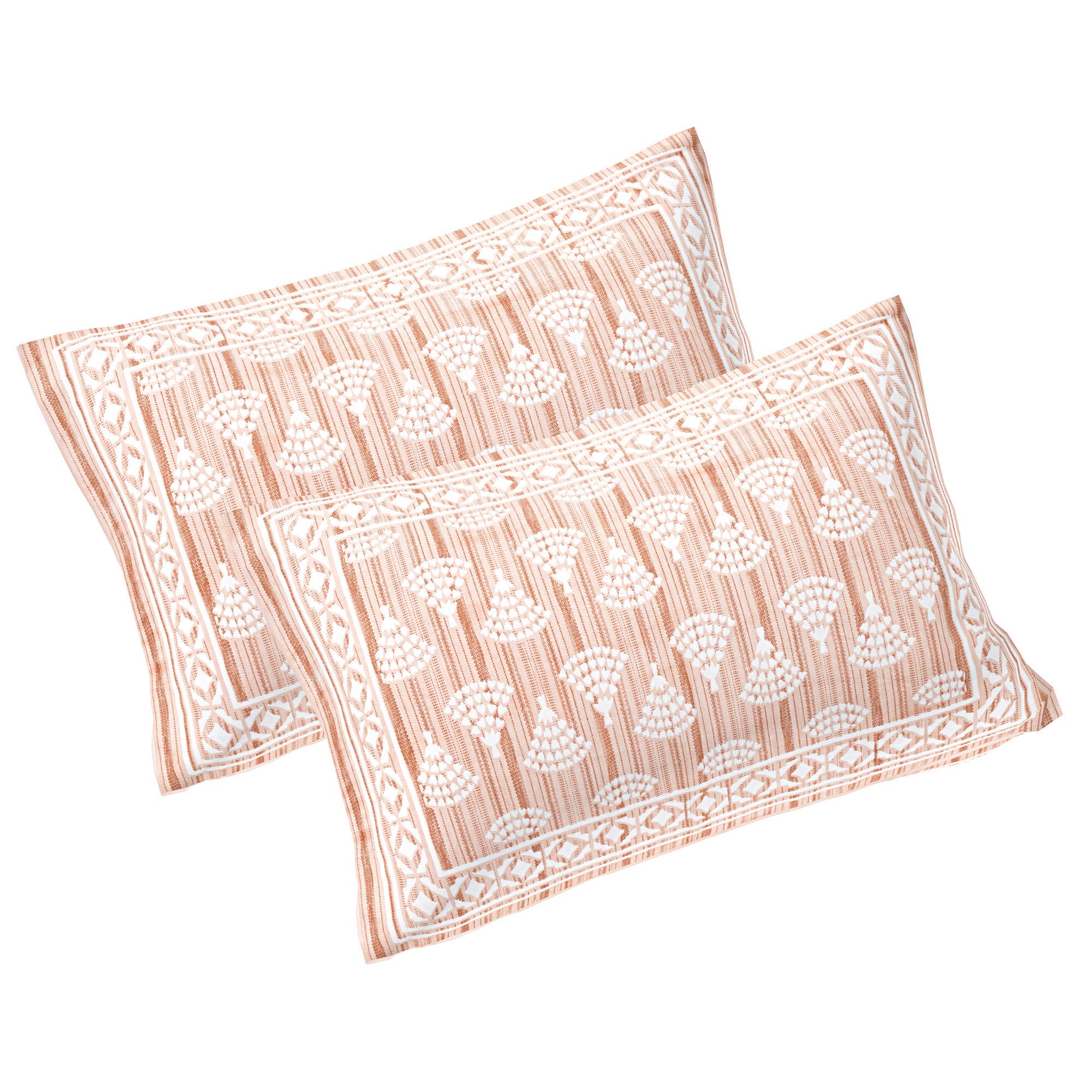 Rudra Bazaar Brown 210 TC Cotton Double King Bedsheet With 2 Pillow Covers