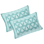 Thumbnail for Rudra Bazaar Sea Green 210 TC Cotton Double King Bedsheet With 2 Pillow Covers