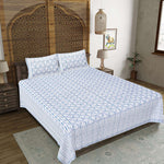 Thumbnail for Rudra Bazaar Grey 210 TC Cotton Double King Bedsheet With 2 Pillow Covers