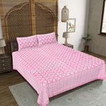Thumbnail for Rudra Bazaar Pink 210 TC Cotton Double King Bedsheet With 2 Pillow Covers