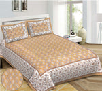 Thumbnail for Rudra Bazaar Brown 210 TC Cotton Double King Bedsheet With 2 Pillow Covers