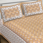 Thumbnail for Rudra Bazaar Brown 210 TC Cotton Double King Bedsheet With 2 Pillow Covers