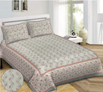 Thumbnail for Rudra Bazaar Sea Green 210 TC Cotton Double King Bedsheet With 2 Pillow Covers