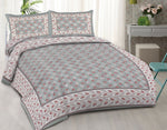 Thumbnail for Rudra Bazaar Grey 210 TC Cotton Double King Bedsheet With 2 Pillow Covers