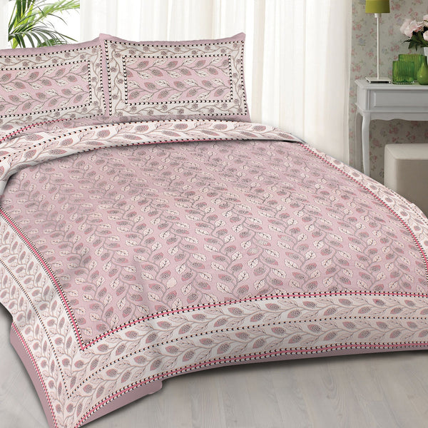 Rudra Bazaar Purple 210 TC Cotton Double King Bedsheet With 2 Pillow Covers - Distacart