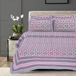 Thumbnail for Rudra Bazaar Pink 210 TC Cotton Double King Bedsheet With 2 Pillow Covers