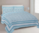 Thumbnail for Rudra Bazaar Turquoise Blue 210 TC Cotton Double King Bedsheet With 2 Pillow Covers