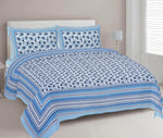 Thumbnail for Rudra Bazaar Blue 210 TC Cotton Double King Bedsheet With 2 Pillow Covers