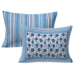 Thumbnail for Rudra Bazaar Blue 210 TC Cotton Double King Bedsheet With 2 Pillow Covers