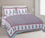 Thumbnail for Rudra Bazaar Sea Green 210 TC Cotton Double King Bedsheet With 2 Pillow Covers