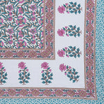 Thumbnail for Rudra Bazaar Sea Green 210 TC Cotton Double King Bedsheet With 2 Pillow Covers