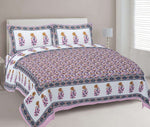 Thumbnail for Rudra Bazaar Pink 210 TC Cotton Double King Bedsheet With 2 Pillow Covers