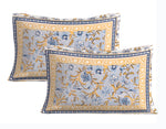 Thumbnail for Rudra Bazaar Blue 210 TC Cotton Double King Bedsheet With 2 Pillow Covers