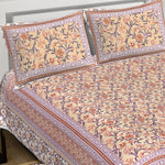 Thumbnail for Rudra Bazaar Brown 210 TC Cotton Double King Bedsheet With 2 Pillow Covers