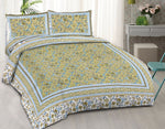 Thumbnail for Rudra Bazaar Green 210 TC Cotton Double King Bedsheet With 2 Pillow Covers
