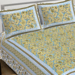 Thumbnail for Rudra Bazaar Green 210 TC Cotton Double King Bedsheet With 2 Pillow Covers