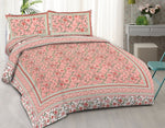 Thumbnail for Rudra Bazaar Pink 210 TC Cotton Double King Bedsheet With 2 Pillow Covers