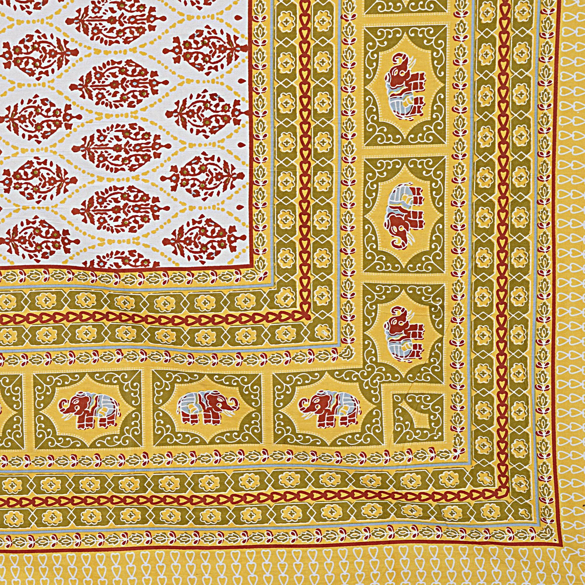 Rudra Bazaar Gold 210 TC Cotton Double King Bedsheet With 2 Pillow Covers