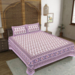 Thumbnail for Rudra Bazaar Purple 210 TC Cotton Double King Bedsheet With 2 Pillow Covers