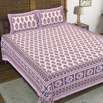 Thumbnail for Rudra Bazaar Purple 210 TC Cotton Double King Bedsheet With 2 Pillow Covers