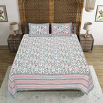 Thumbnail for Rudra Bazaar Grey 210 TC Cotton Double King Bedsheet With 2 Pillow Covers