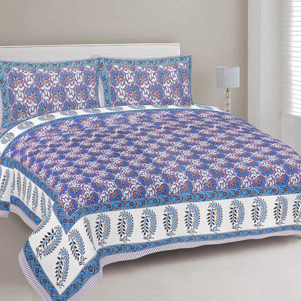 Rudra Bazaar Multi 210 TC Cotton Double King Bedsheet With 2 Pillow Covers - Distacart