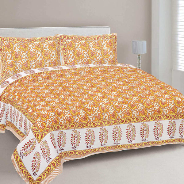Rudra Bazaar Multi 210 TC Cotton Double King Bedsheet With 2 Pillow Covers - Distacart