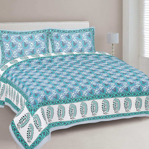 Rudra Bazaar Multi 210 TC Cotton Double King Bedsheet With 2 Pillow Covers - Distacart