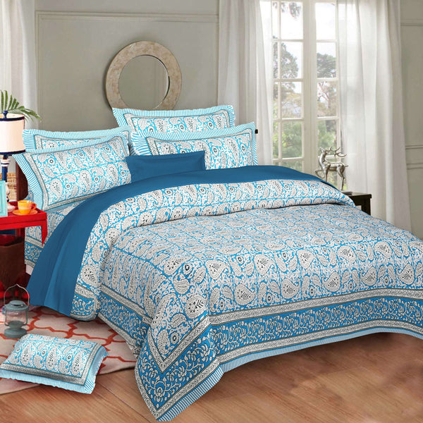 Rudra Bazaar Multi 210 TC Cotton Double King Bedsheet With 2 Pillow Covers - Distacart
