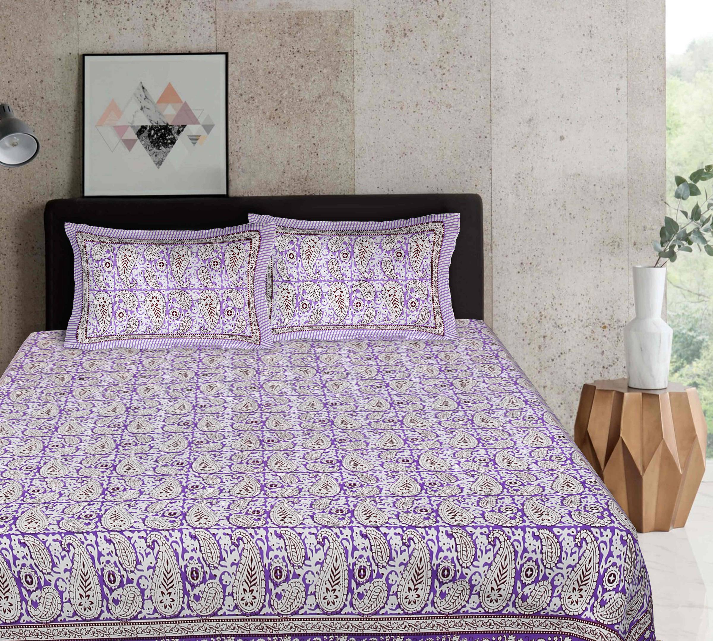 Rudra Bazaar Multi 210 TC Cotton Double King Bedsheet With 2 Pillow Covers - Distacart