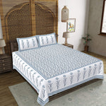 Thumbnail for Rudra Bazaar Grey 210 TC Cotton Double King Bedsheet With 2 Pillow Covers