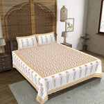 Thumbnail for Rudra Bazaar Yellow 210 TC Cotton Double King Bedsheet With 2 Pillow Covers