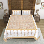 Thumbnail for Rudra Bazaar Yellow 210 TC Cotton Double King Bedsheet With 2 Pillow Covers