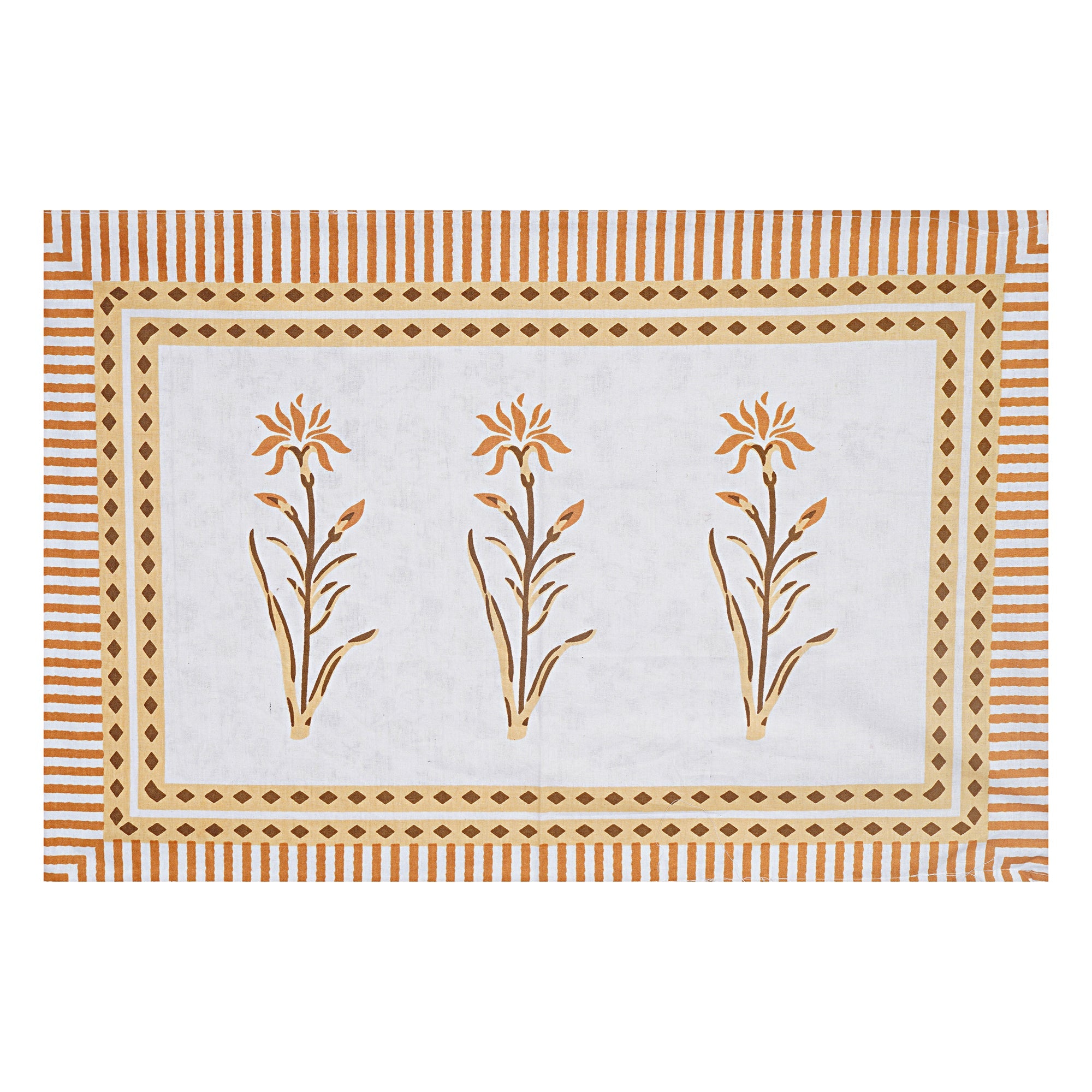 Rudra Bazaar Yellow 210 TC Cotton Double King Bedsheet With 2 Pillow Covers