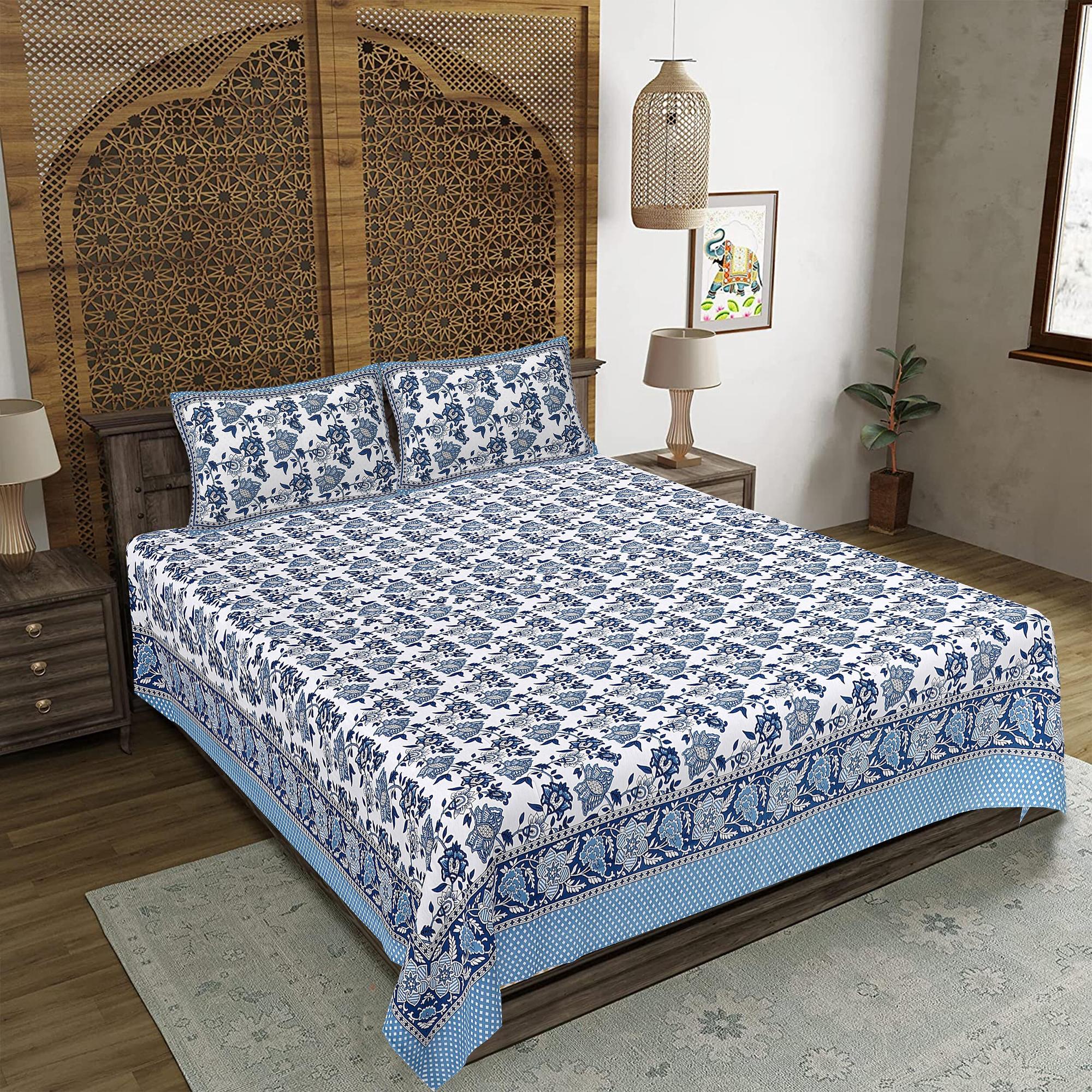 Rudra Bazaar Brown 210 TC Cotton Double King Bedsheet With 2 Pillow Covers - Distacart