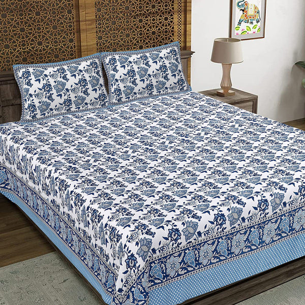 Rudra Bazaar Brown 210 TC Cotton Double King Bedsheet With 2 Pillow Covers