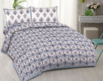 Thumbnail for Rudra Bazaar Blue 210 TC Cotton Double King Bedsheet With 2 Pillow Covers
