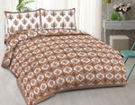 Thumbnail for Rudra Bazaar Brown 210 TC Cotton Double King Bedsheet With 2 Pillow Covers