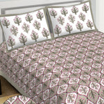 Thumbnail for Rudra Bazaar Grey 210 TC Cotton Double King Bedsheet With 2 Pillow Covers