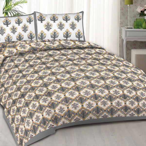 Rudra Bazaar Multi 210 TC Cotton Double King Bedsheet With 2 Pillow Covers - Distacart
