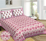 Thumbnail for Rudra Bazaar Purple 210 TC Cotton Double King Bedsheet With 2 Pillow Covers