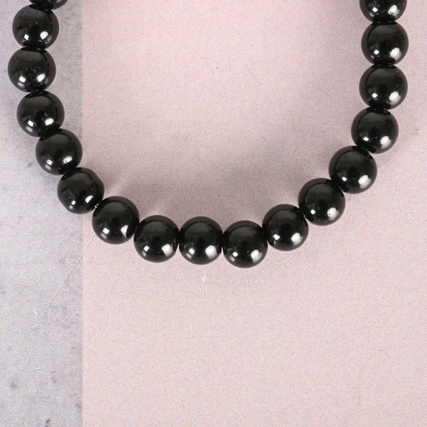 NVR Men & Women Black Marble Crystal Beaded Elasticated Bracelet - Distacart